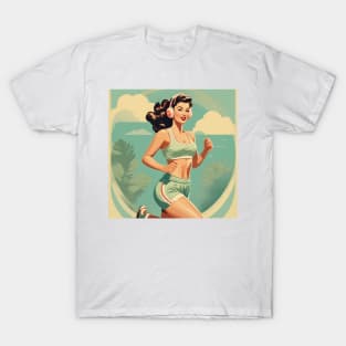 Jogging Beauty Vintage Fitness Lifestyle Pin Up Pace T-Shirt